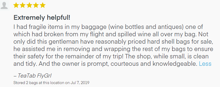 Another LuggageHero review 5 stars for the app